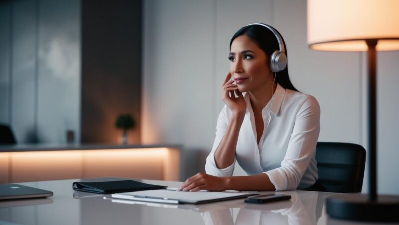A marketer listening to a podcast